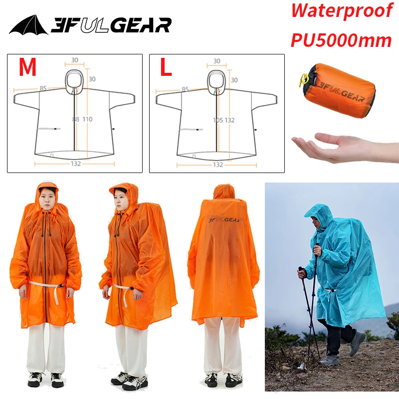 Cycling Gear Pas - 3F UL GEAR Regenmantel mit Reißverschluss,