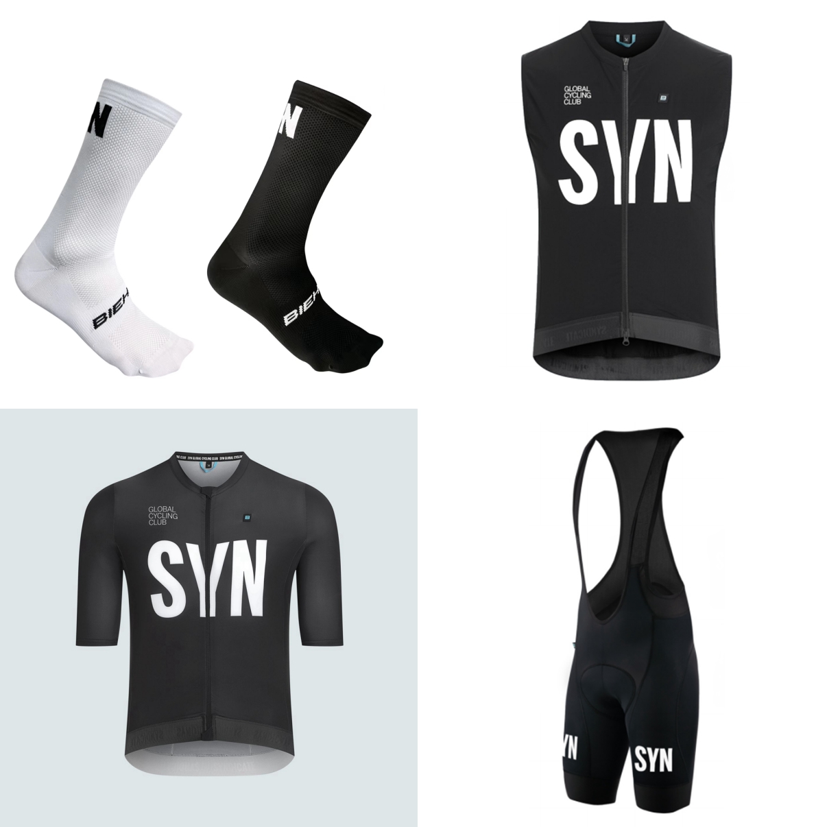 Cycling Gear Sale - Sommer-Kurzarm-Fahrradanzug 2026 Schwarz-Blau SYN Praktisches Radsport-Trikot